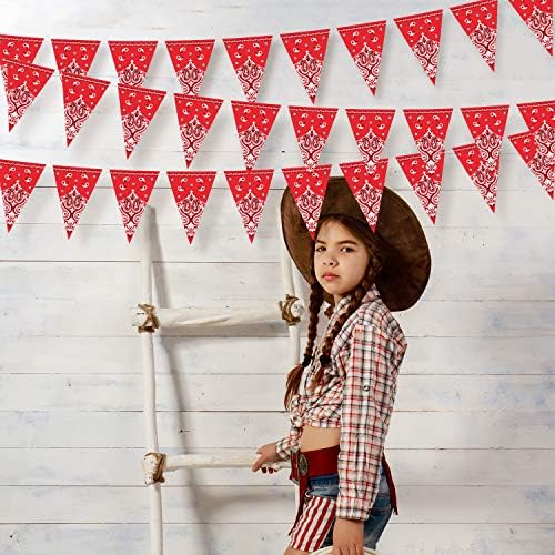 Boao 5 Pack Western Cowboy Party Decorations Bandana Pennant Banner Wild West - Image 3