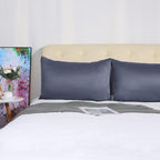 uxcell 2 Pack Silk Satin Pillowcase for Hair and Skin, Cool, Silky, Soft Breathable Pillow Cases King Size 20x36 Inch Sateen Pillowcase Slate Gray with Envelope Closure