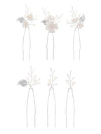 Handmade Pearl Bridal Wedding Hair Pins 6Pcs White Flower Gold Leaf Pearls Clips Bridal Hair Accessories for Women Brides Bridesmaid
