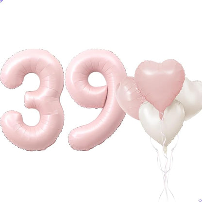 Pink 39 Balloon Number Pastel Pink 39th Birthday Party Decorations by Unknown