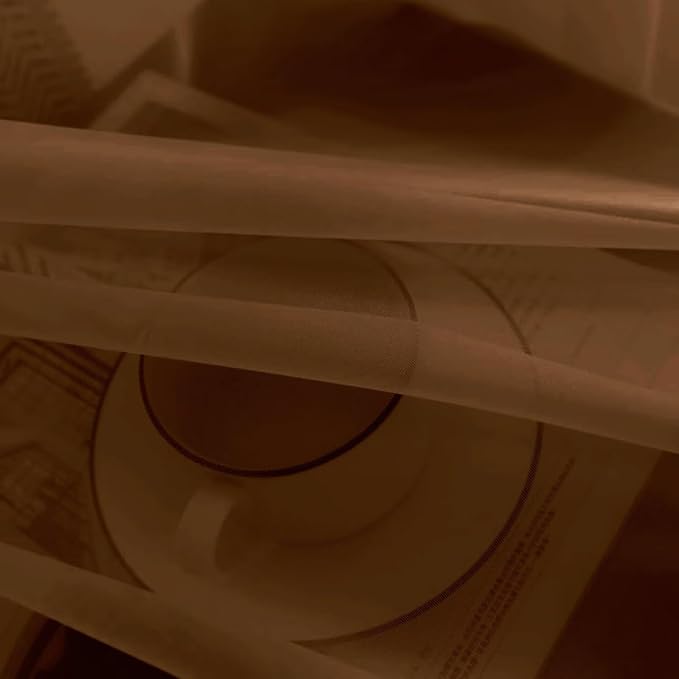 SpaceDresser Brown Sheer Curtains 4 Panels Rod Pocket Semi-Sheer Curtain 108 - Image 8