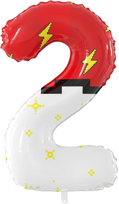 40 Inch Giant Red and White Cartoon Theme Number Foil Balloons by SIXONEAIEN