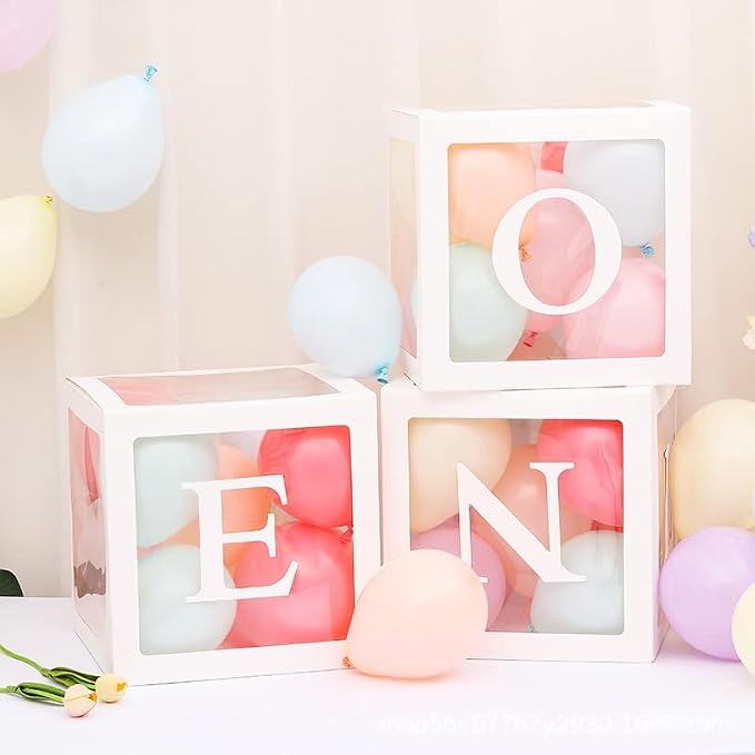 First Birthday Decoration for Baby Boy or Girl, Balloon 'ONE' Boxes for 1st - Image 7