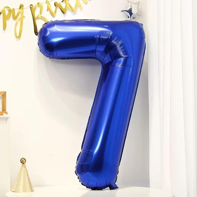 40 inch Navy Blue Number Balloon Dark Blue 7 Balloons Giant Foil Helium - Image 3