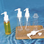 Cosywell Empty Plastic Pump Bottles Dispenser TSA Approved 3.4oz 4 Pack Portable Empty Refillable Container Clear Plastic Lotion Pump Dispenser Bottle for Facial Cleansing Oil Shampoo Shower Gel