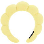 Spa Headbands for Washing Face or Makeup, Sponge Bubble Skincare Headbands, Puffy Terry Cloth Hairband for Women, Skin Care Makeup Headwear Hair Accessories for Girls (Yellow)