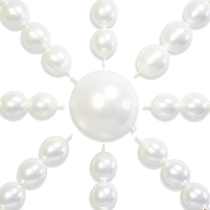 PartyWoo Pearl White Linking Balloons 100pcs 12 Inch White Link Balloons | by PartyWoo