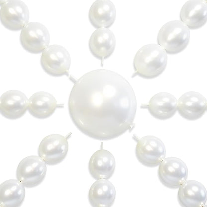 PartyWoo Pearl White Linking Balloons 100pcs 12 Inch White Link Balloons | by PartyWoo
