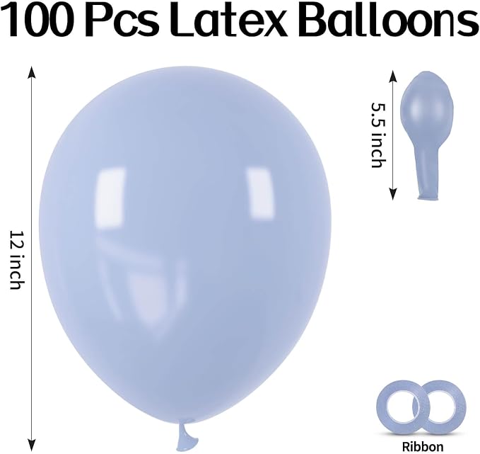 100pcs Dusty Blue Balloons 12 inch Round Latex Balloons | Helium Compatible - Image 2
