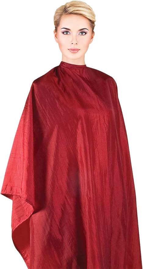 Cricket Forte Haircutting Cape Professional Salon Barbershop Hairdresser Hairstylist Cape for Clients, Adjustable Snap Neck Closure, Red