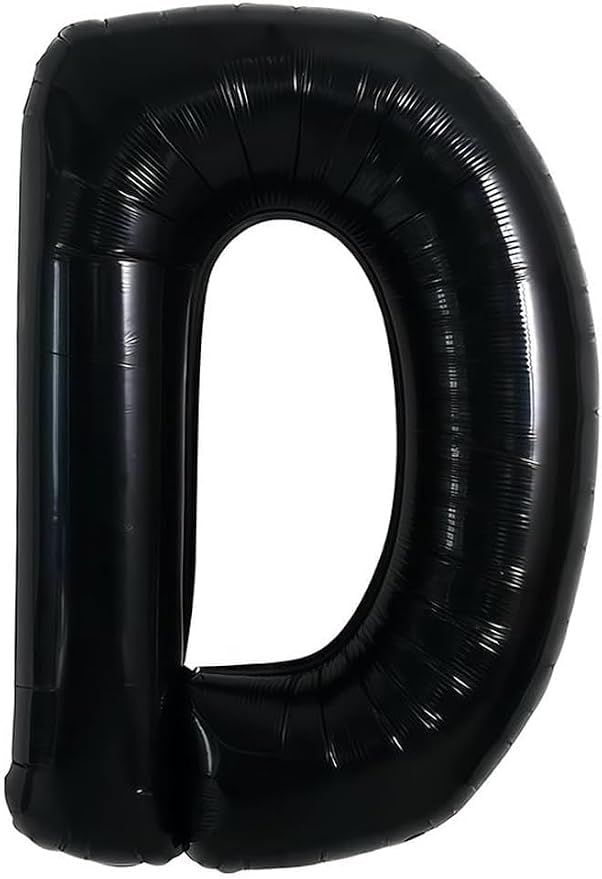 40 Inch Black Letter D Foil Balloon | Large Jumbo Mylar, Helium Alphabet Balloon - Image 2