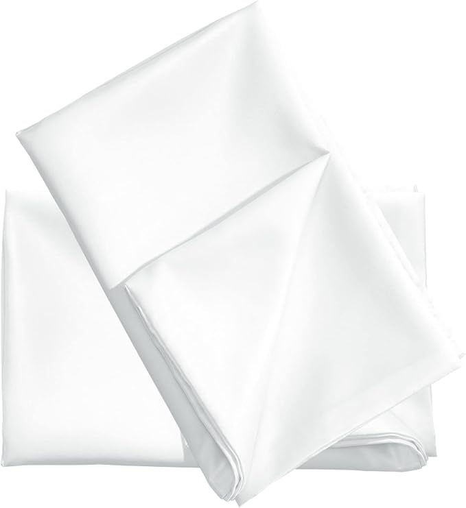 uxcell 2 Pack Silk Satin Pillowcase for Hair and Skin, Cool, Silky, Soft Breathable Pillow Cases King Size 20x36 Inch Sateen Pillowcase Snow White with Envelope Closure