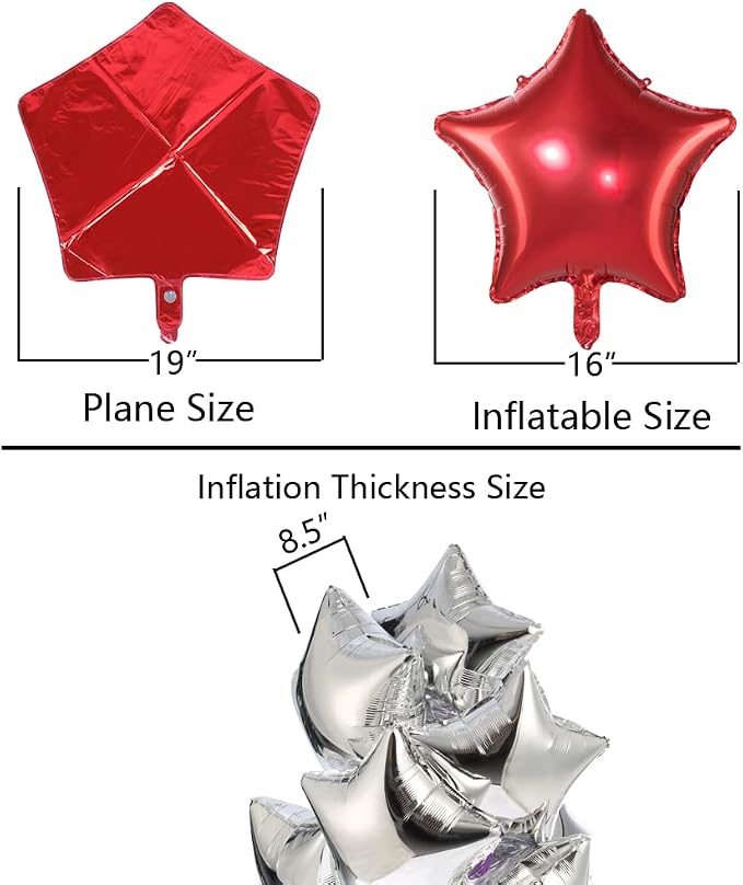 18" Red Star-Shaped Foil Balloon Mylar Helium Balloons - Image 3