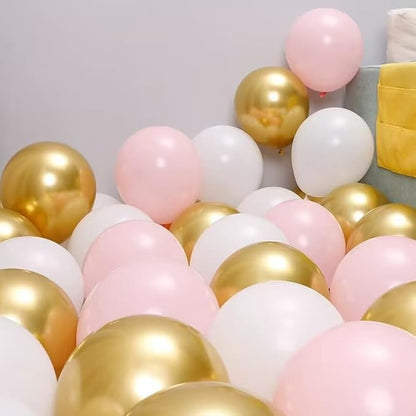 300 Pcs Pink Gold White Balloons 5 Inch Pink White and Metallic Gold Assorted - Image 5
