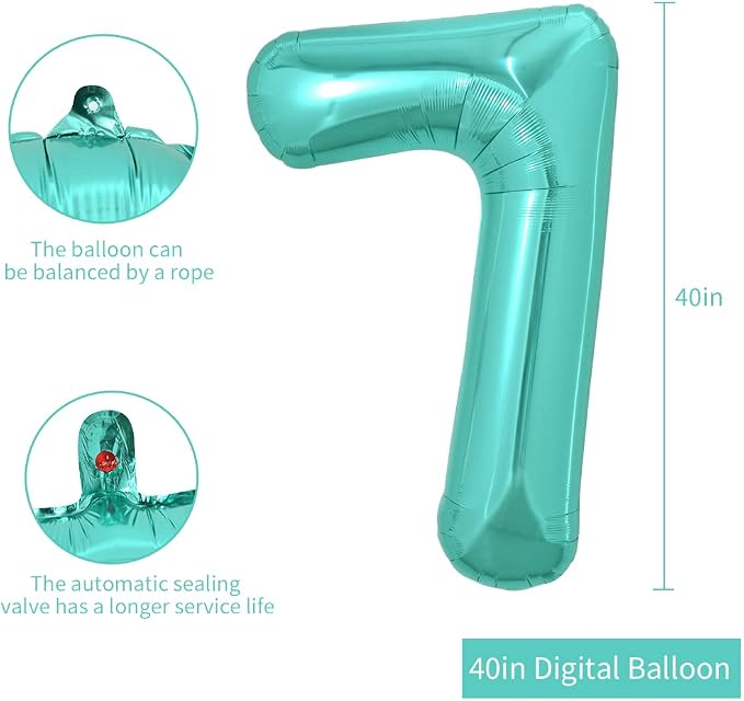 TONIFUL 40 Inch Large Teal Blue Number Balloons, Giant Jumbo Helium Foil Mylar - Image 2