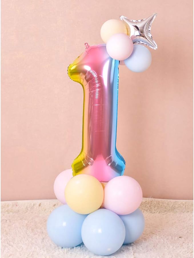 TONIFUL 40 Inch Rainbow Large Numbers Balloons 0-9, Number 4 Digital 4 Helium - Image 4