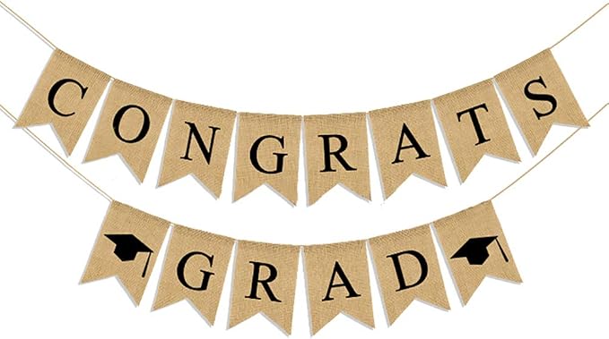 Congrats Grad Burlap Graduation Banner 2026 Congrats Grad Banner Garland No DIY by SDKI