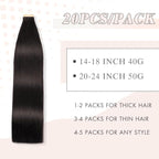 Tape in Hair Extensions Real Human Hair 16 Inch Jet Black Double Sided Tape for Skin Weft Hair Extension Invisible Tape in Hair Extensions Straight Remy Human Hair for Women(1#,16 Inch)