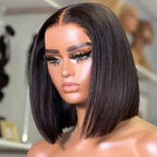 Bob Wig Human Hair Real 100% Human Hair 180% Density Wigs for Black Women 5x1 Bob Lace Closure Wigs Human Hair Natrural Black 10inch