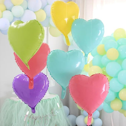 Pastel Colorful Heart Balloons, 18Inch Pink Blue Yellow Green Purple Helium - Image 3