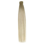 Ve Sunny Hair Extensions Ponytail Real Human Hair 80G Wrap Around Clip in Ponytail Hair Extensions Straight Extensions Human Hair for Women Ash Grey Balayage Platinum Blonde 14inch