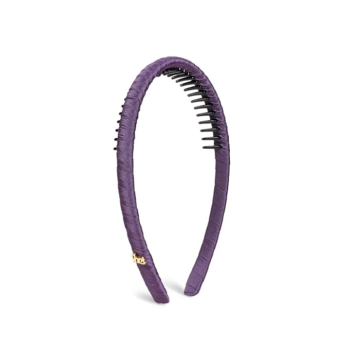 SHE'S FREE STYLE JUST FOR YOU Upgraded Classic Thin Headbands for Women, Non-Slip Polyester & Plastic Hair Bands with Teeth for Strong Hold Grip, Durable Hair Accessories (Coffee Brown-F2, Upgrade)