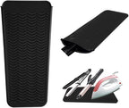 Heat Resistant Silicone Mat and Glove Set for Hair Straighteners and Flat Irons - 11" x 6" Mat, 8.7" x 5.2" Bump Glove, Black