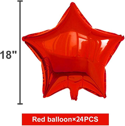 24 Pcs 18" Red Star Balloons Foil Balloons Mylar Balloon - Image 2