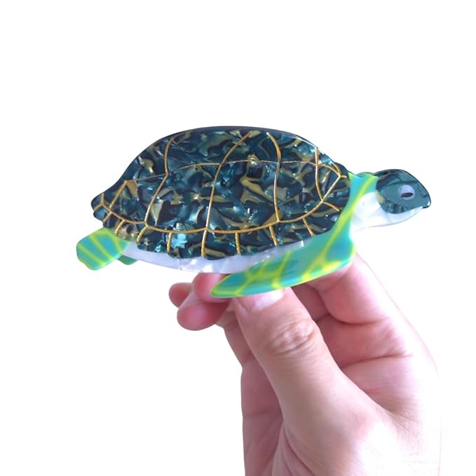 Cute Small Green Turtle Hair Clips,Novelty Acetate Ocean Turtle Claw Clip