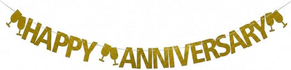 Happy Anniversary Banner, Wedding Anniversary Party Decorations Supplies - Image 2
