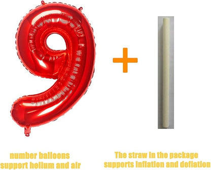 32 inch Red Number 9 Balloon - Image 3
