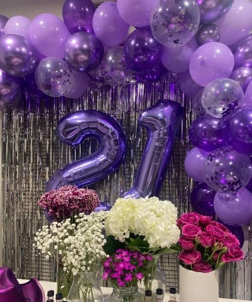 Purple Number 1 Balloon 40 inch, Balloon numbers party supplies, deco photo - Image 5