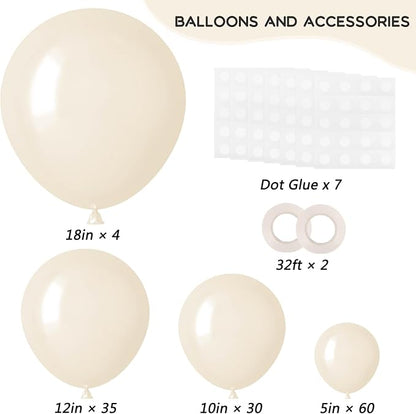 RUBFAC White Balloons Different Sizes Cream White Balloon Arch Kit 129pcs | - Image 2