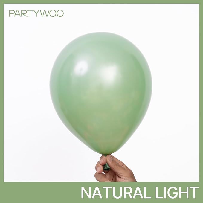 PartyWoo Pearl Light Green Balloons 140pcs Pastel Green Color | 18 12 10 5 Inch - Image 2