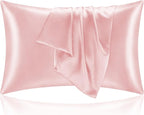 BEDELITE Satin Pillowcase for Hair and Skin, Super Soft and Cooling Similar to Silk Pillow Cases 2 Pack with Envelope Closure, Gift for Women Men(20"x36" King Size, Pink)