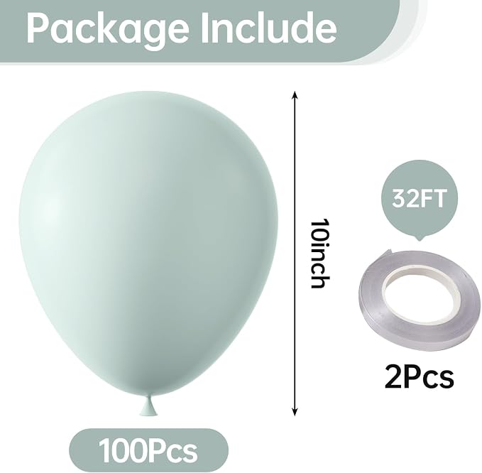 10 Inch Pastel Green Balloons - Image 2