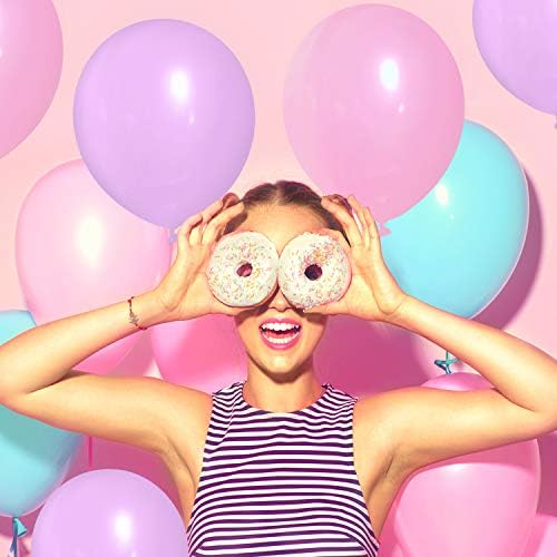 TecUnite 100 Pcs Pink Purple Blue Latex Balloons 13 Inch Colorful Round Balloons - Image 5