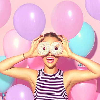 TecUnite 100 Pcs Pink Purple Blue Latex Balloons 13 Inch Colorful Round Balloons - Image 5