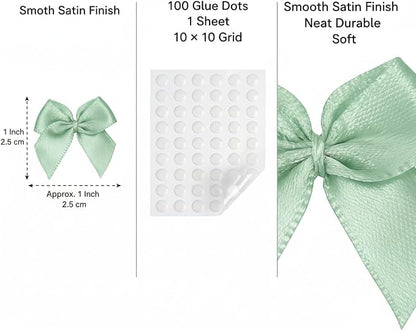 100 Pcs Mini Bows + 100 Glue Dots, - Image 2