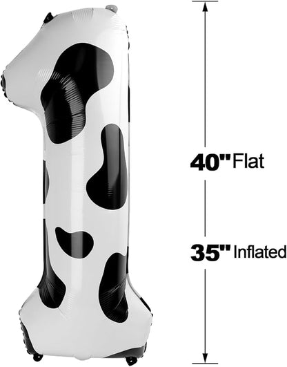 Cow Print Number 1 Balloon 40 inch, Cow Birthday Party Balloons Decorations | - Image 2
