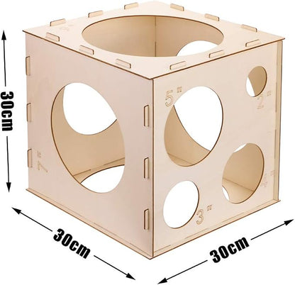 9 Holes Collapsible Wood Balloon Sizer Cube Box from 2" to 10", Balloon - Image 2