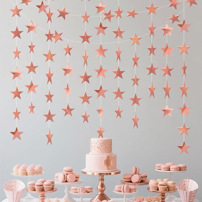 Rose Gold Shining Star Hanging Garland Rose Gold Hanging Sparkling Star - Image 2