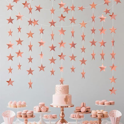 Rose Gold Shining Star Hanging Garland Rose Gold Hanging Sparkling Star - Image 2
