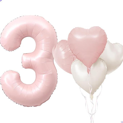 Pink 3 Balloon Number Girls 3rd Birthday Party Decorations by Unknown