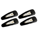 Parcelona French Mini Set of 4 Small Celluloid Acetate, Clic Clac, Snap Hair Clips, No Slip, Fashion Styling Women Hair Accessories, Girls Snap Hair Barrette, Made in France (Black)