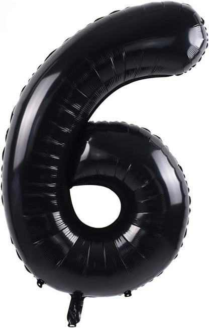 TONIFUL 40 Inch Black Number 6 Balloons Large Foil 6th Birthday Decorations | by TONIFUL