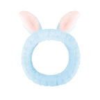 Cute Blue Rabbit Ears Headband Frog Eye Elastic to Wash Face for Women Makeup Shower Spa (1 Pack)