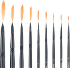 Transon Round Paint Brush Set 9pcs Synthetic Sable Hair for Acrylic Painting Watercolor Painting Gouache Ink Craft and Detail Painting Black Color