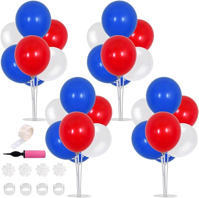 TONIFUL 4 Set Blue Red White Balloon Centerpiece by TONIFUL