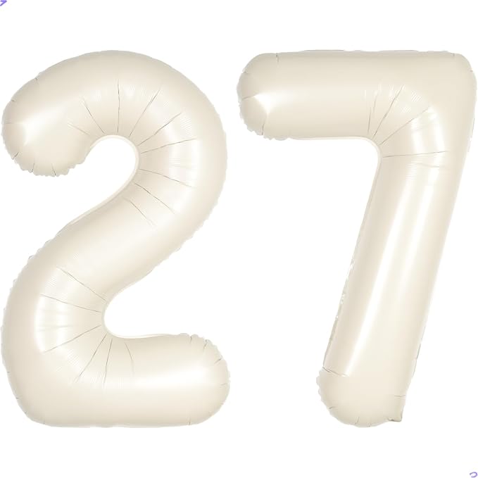Cream White Number 27 72 Balloon by Unknown